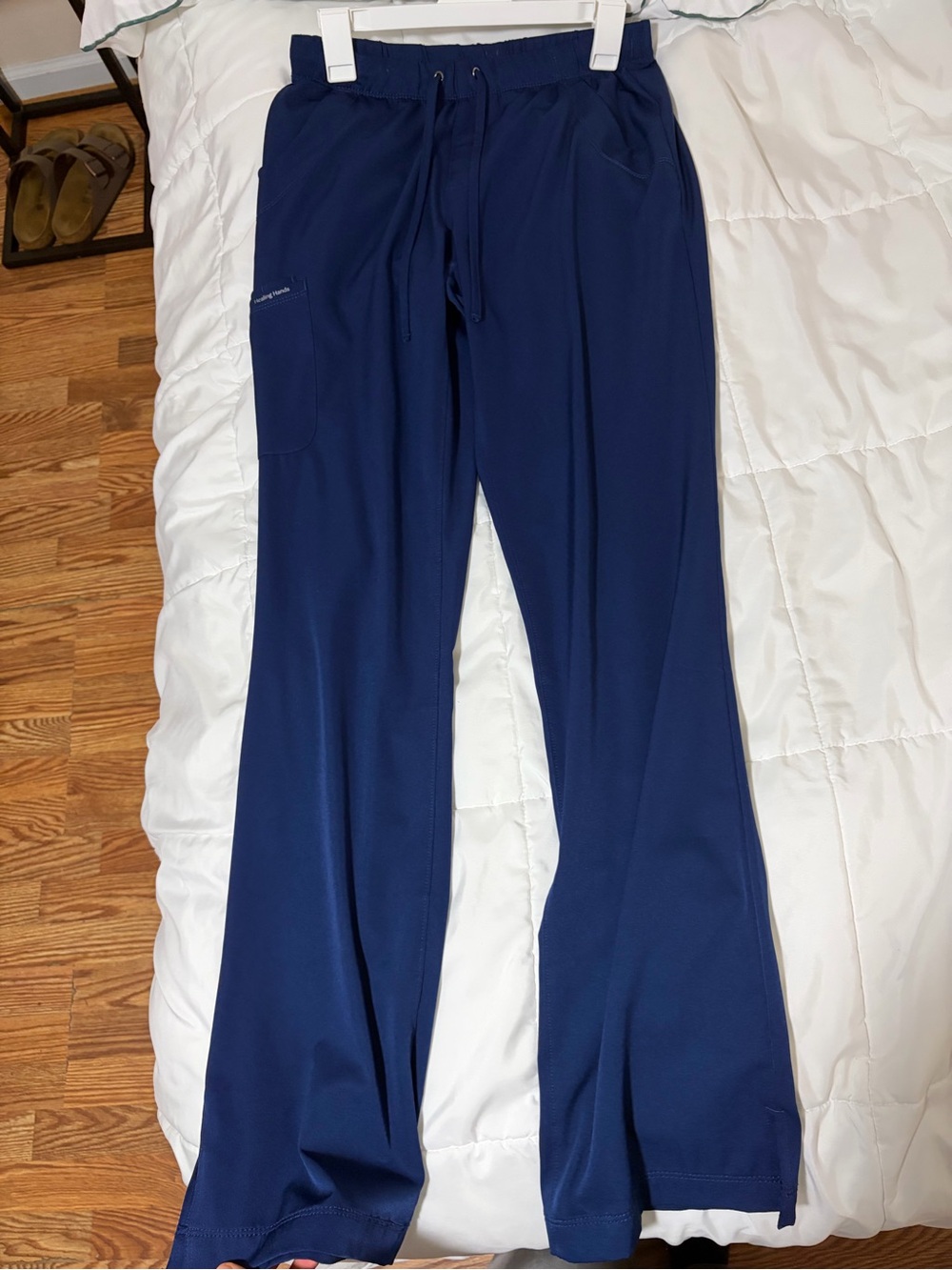 healing hands Navy Drawstring Wide-Leg Scrub bottoms size Small tall